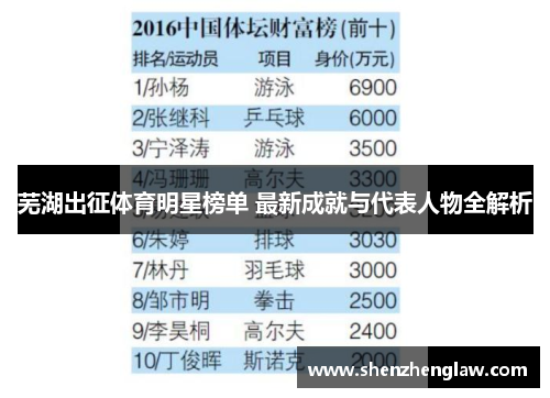 芜湖出征体育明星榜单 最新成就与代表人物全解析